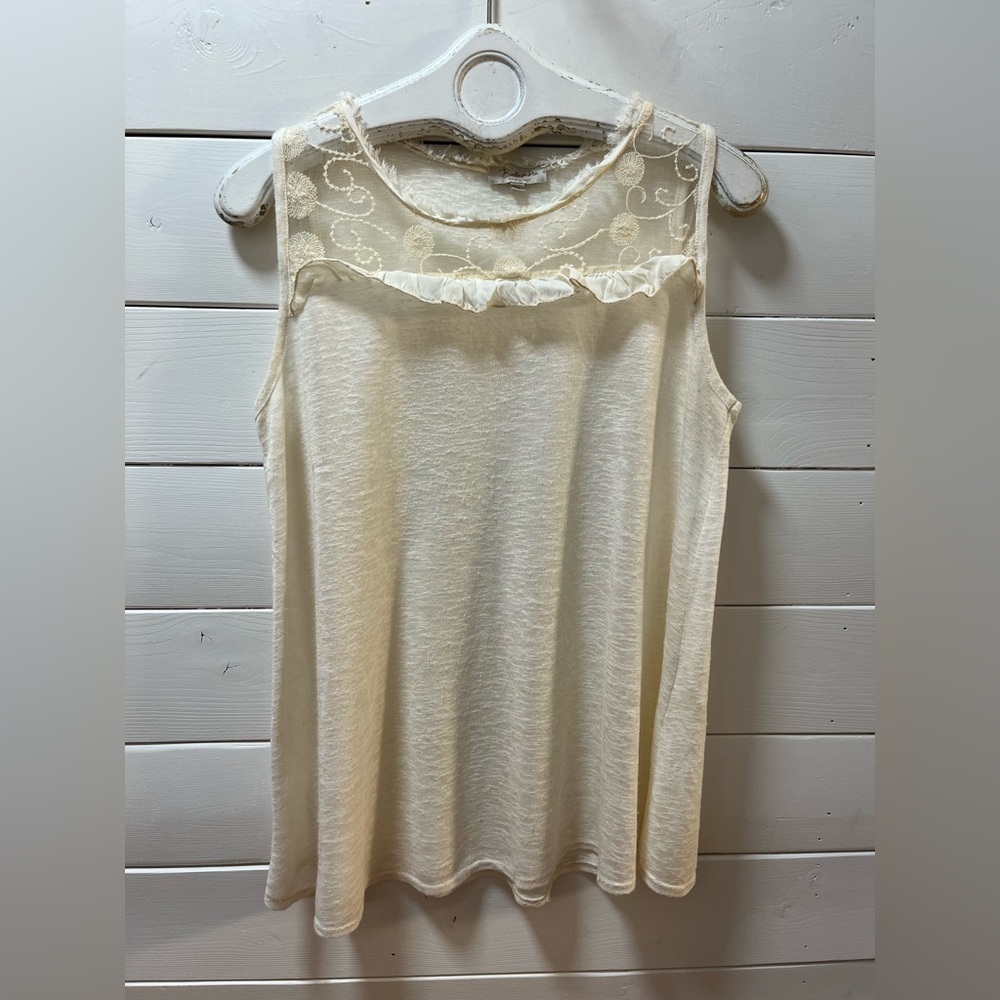 BELLAMBRA Cream Sleeveless Lace Detail Top Size M - Picture 4 of 11